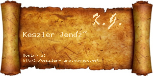 Keszler Jenő névjegykártya